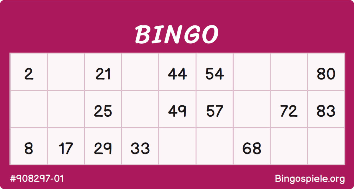 Kostenlose Bingo-Karten 1-90 zum Ausdrucken - Bingospiele